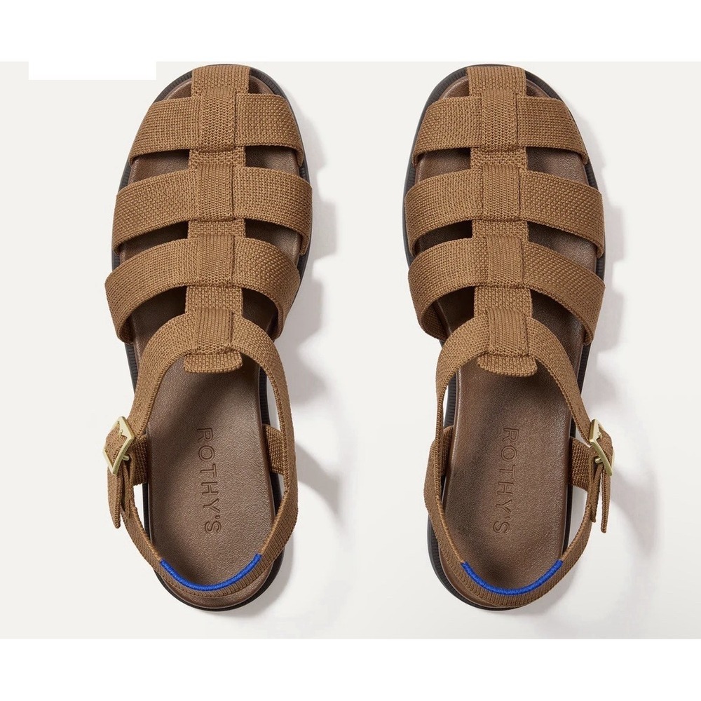 Rothy's The Fisherman Sandal Sz 9 Pecan Tan Brown $125 Washable Knit Flats